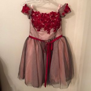 Pink w/ grey tulle homecoming dress